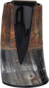 แก้วน้ำเขาสัตว์แบบแกะสลักด้วยมือ รุ่นพิเศษ สำหรับดื่มมี้ด เอล ไบร์ แก้วน้ำสไตล์ยุคกลาง - Product Image 3