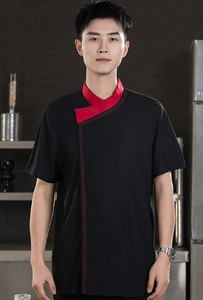 เสื้อเชฟแขนสั้นระบายอากาศดีสำหรับฤดูร้อน คอปกแบบบล็อก สำหรับทำงานในโรงแรม ร้านอาหาร ครัว ชุดยูนิฟอร์มเชฟ 男女兼用 - Product Image 2