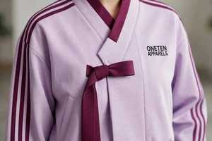 Conjunto Deportivo 2 en 1 para Mujer, Color Marrón y Blanco, Estampado con Bloques de Color, Ligero, de Poliéster/Algodón, Manga Larga, Cuello Alto con Cremallera - Product Image 6
