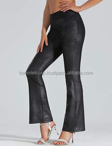 กางเกงหนังสำหรับนักขี่จักรยานหนังวัวแท้เอวสูงสำหรับผู้หญิงแฟชั่นสไตล์ตะวันตกอเมริกันพร้อมซิปวัสดุผ้าฟอกสีเข้ม - Product Image 4