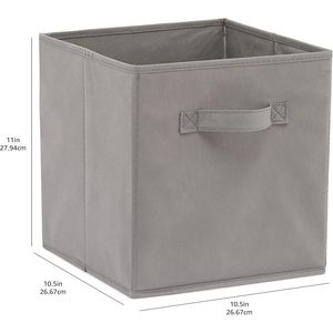 Cubi Organizzatori Pieghevoli in Tessuto Grigio Resistente con Maniglie, 10,5x10,5x11 Pollici, Confezione da 6 - Product Image 4