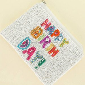 Handmade Durable Foldable Beaded Cowboy Pig Clutch White Evening <b>Bag</b> Party Purse Animal Theme Custom Logo <b>Gift</b> Girls Wholesale - Product Image 2