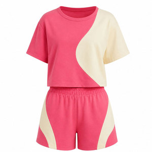 OEM Service <b>2</b> <b>Piece</b> <b>Set</b> <b>Women</b> Cotton <b>Women's</b> <b>Sets</b> New Style High Quality Solid Color <b>Women</b> T-Shirts And Shorts <b>Sets</b> For Sale - Product Image 1