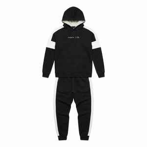 Ensemble de survêtement décontracté pour homme, noir et blanc, à capuche, manches longues, coupe régulière, pour l'automne - Product Image 6