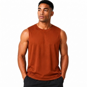 Débardeur sans manches pour homme, couleur unie, col rond, respirant, tricoté, 100% polyester, style streetwear décontracté - Product Image 1