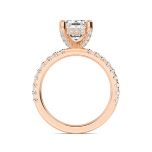 Anillo de Compromiso Glamuroso con Esmeralda y Diamante Redondo Cultivado en Laboratorio en Oro Rosa de 10K, 3.77 CTW, Joyería Premium para Bodas - Product Image 2