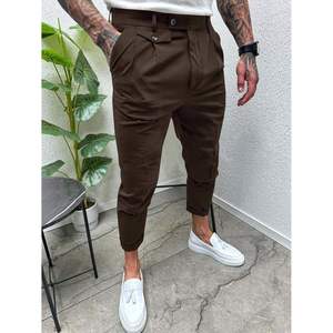 Pantalon de Costume Homme Coupe Slim 100% Coton Plissé Devant Extensible Skinny Classique Fuselé XL - Product Image 6