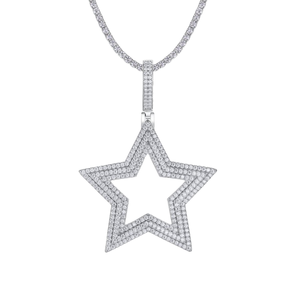 Colgante de moissanita certificado por GRA, collar de plata de ley 925 chapado en oro, pavé completo de moissanita, colgante moderno estilo hip hop. - Product Image 3