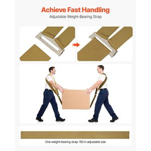 2-Person 1000 Lbs Lifting <b>Moving</b> System Adjustable Shoulder <b>Straps</b> Load-Bearing <b>Strap</b> 2 Harness <b>Straps</b> for <b>Moving</b> Furniture - Product Image 6