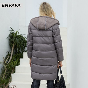 Veste d'hiver pour femme, longue, épaisse, mi-longue, décontractée, à col en fourrure, de haute qualité, vente en gros - Product Image 5