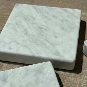 Luxury Natural <b>Marble</b> <b>Coaster</b> Set White Grey Stone Pattern Elegant Drink <b>Coasters</b> for Decorative Home Office Table and Surface - Product Image 2