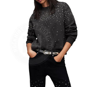 Sweat-shirt en molleton de coton vierge avec strass 320-340 GSM pour conception personnalisée en cristal, fabricant OEM sous marque privée - Product Image 2
