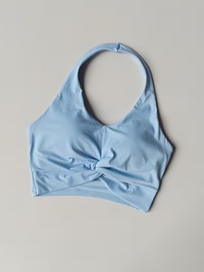 Women Halter Neck Sports Bra Front Twist Workout <b>Crop</b> <b>Top</b> Open Back High Elasticity Fitness Gym Activewear Padded Bralette - Product Image 6