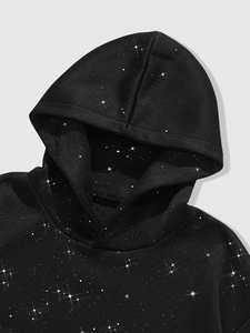Sweat à capuche tendance Y2K Streetwear noir scintillant avec strass sur toute la surface pour homme, coupe oversize, décontracté, style Hip Hop, vente en gros - Product Image 2