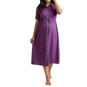 Vestido de Maternidad de Algodón Ecológico de Fábrica Directa con Logotipo Personalizado, Vestido de Lactancia Suave y Elástico para Mujer, Transpirable y Cómodo - Product Image 6