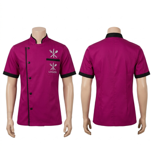 Mens Chef Uniform 200 GSM Premium Poly Cotton Lime Green Short Sleeve Contrast Piping <b>Kitchen</b> Coat With Custom Embroidery Logo - Product Image 3