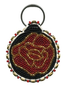 Beautiful bird design <b>pink</b> and green coloured seed beaded embroidery keychain and keyring and <b>bag</b> accessories from India - Product Image 6