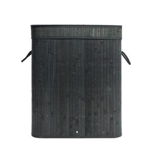 Cesto portabiancheria in bambù con coperchio a ribalta, struttura in legno e rivestimenti rimovibili - Product Image 3