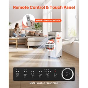 Unidad de Aire Acondicionado Portátil 3 en 1 de 8000 BTU ASHRAE (5000 BTU SACC) con Panel Táctil LED y Control Remoto - Product Image 6
