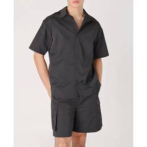 Ensemble de survêtements pour hommes en coton 100% de luxe personnalisé, 2 pièces, imprimé, uni, antibactérien, décontracté d'été, avec short boutonné - Product Image 3