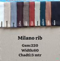 Tissu jersey côtelé Milano 220 g/m² 60 cm de large extensible couleur unie pour vêtements et vêtements de sport