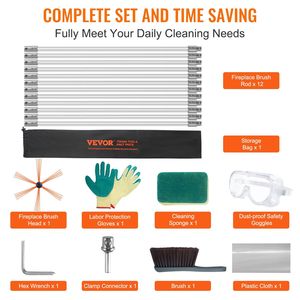 Kit de nettoyage de cheminée de 39 pieds avec 12 tiges flexibles en nylon renforcé, ergonomique, nettoyage à 360 degrés, accessoires pour cheminée - Product Image 5