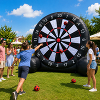 Jeu de fléchettes géant gonflable de football en tissu Oxford avec balles collantes pour fêtes de jardin, carnavals et divertissements en plein air