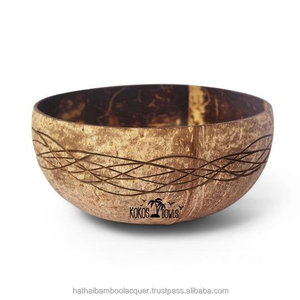 Juego de cuencos para batidos de ensalada de cáscara de coco tallados a mano personalizables de calidad superior plato de comida hecho a mano cartón de fábrica competitivo - Product Image 4