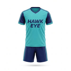 ชุดเสื้อฟุตบอลชาย Hawk Eye พร้อมกางเกงขาสั้น คอวี ผ้าโพลีเอสเตอร์ 100% ระบายเหงื่อได้ดี ยืดได้สี่ทิศทาง เป็นมิตรกับสิ่งแวดล้อม เหมาะสำหรับการเล่นกีฬา - Product Image 1