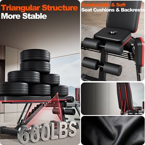 Panca Pesi Pieghevole per Palestra Domestica in Pelle PU per Allenamento di Forza con Sistema di Abduzione dell'Anca e Corde Elastiche di Resistenza - Product Image 4