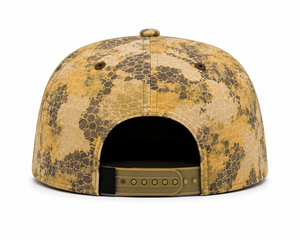 Wholesale 5 Panel Structured <b>Camo</b> Hat Outdoor Fishing Streetwear Snapback <b>Cap</b> Gold Custom Woven Patch Logo High Quality Hat - Product Image 3