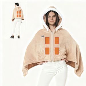 Coperta Elettrica Portatile Riscaldante a Doppio Lato in Flanella, Felpa con Cappuccio Indossabile per Uomo e Donna, Lavabile in Lavatrice, 3 Livelli di Riscaldamento - Product Image 2