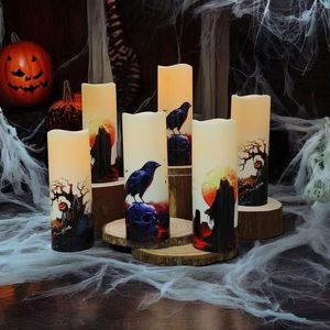 Set di 6 Candele LED Senza Fiamma con Telecomando, Design Gotico per Halloween, Funzionamento con 2 Batterie AA, Oltre 400 Ore di Autonomia, 6 X 2,15 Pollici - Product Image 2