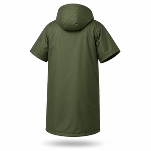 Parka de bain unisexe personnalisée imperméable à capuche doublée polaire verte, séchage rapide, robe de change à manches courtes et fermeture éclair intégrale pour la natation - Product Image 3