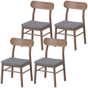 Set of 4 Gray Dining <b>Chairs</b> Upholstered with <b>Padded</b> Seat and Rubberwood Legs for Kitchen and Dining Room - Product Image 1
