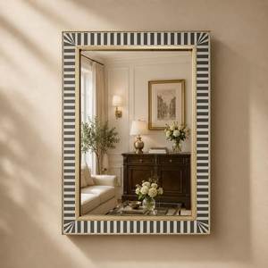Handmade Eco-Friendly High Quality Wooden Blue Bone Inlay Floral Pattern <b>Mirror</b> Frame <b>Wall</b> Decor Furniture by arif handicrafts - Product Image 1