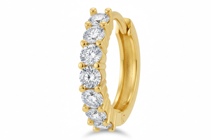 Pendientes de Aro Huggie de Oro Amarillo Sólido de 14K con Diamantes Cultivados en Laboratorio, Corte Redondo, Joyería Fina Moderna para Mujer, Regalo para Fiestas y Eventos - Product Image 5