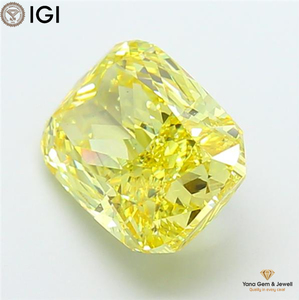 Diamant de laboratoire CVD en forme de coussin avec certificat IGI, 7,02 carats, clarté VS2, couleur jaune vif fantaisie, pour fiançailles spéciales - Product Image 3