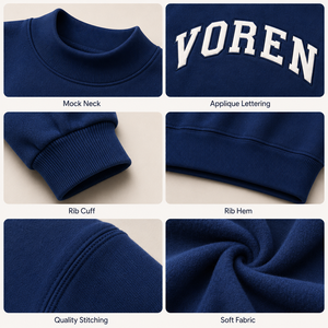 เสื้อสเวตเชิ้ตคอกลมโอเวอร์ไซส์สำหรับผู้หญิง ยี่ห้อ Voren สีน้ำเงิน พิมพ์ลายตัวอักษร ผ้าฝ้ายถัก ใส่ได้ในฤดูใบไม้ร่วง แขนยาว ทรงปกติ คอเต่า - Product Image 6