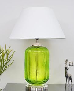 Lámpara de Mesa de Vidrio Verde con Pantalla Blanca de Diseño Contemporáneo, Luz LED Cálida E27 para Decoración de Sala de Estar - Product Image 1