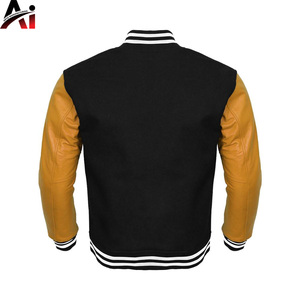 Veste de baseball de style universitaire sur mesure de haute qualité pour hommes, en laine et cuir, veste tendance OEM - Product Image 4