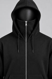 Black Men's <b>Full</b> <b>Zip</b> Hoodie 100% Cotton Fleece Hooded <b>Sweatshirt</b> with Pocket Winter Casual Wear - Product Image 5
