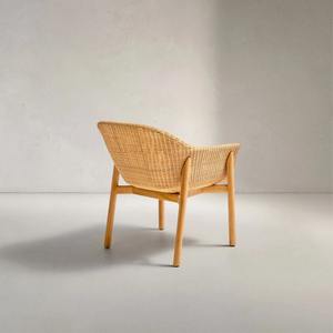 Fauteuil contemporain en bois massif avec assise et dossier en rotin naturel – Mobilier élégant pour restaurant, café, hôtel - Product Image 6