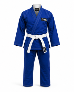 Kimono de judo F2WIN blanc en coton pour adulte unisexe, tenue d'arts martiaux avec bordure noire et logo, best-seller, respirant, OEM, poids du tissu 400g - Product Image 3