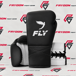 Nuevos Guantes de Boxeo Modelo Fly Amarillo, Negro y Verde, Último Diseño, con Cordones y Cierre de Velcro, de Cuero Genuino - Product Image 4