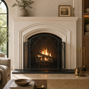 Protector de Chimenea Metálico con Diseño de Arco Festoneado, Malla Resistente y Protector de Chispas, Protector de Hogar Independiente con Acabado Negro - Product Image 5