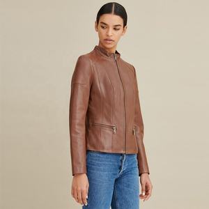 Veste en cuir véritable pour femme, nouvelle, décontractée et élégante, style motard, en cuir véritable, dans un emballage premium - Product Image 4