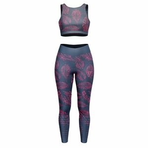 Conjunto de Yoga sin Costuras de Cintura Alta para Mujer, 2 Piezas, Estampado de Hojas, Ropa Deportiva, Bra Deportivo, Leggings de Gimnasio, Ropa Deportiva Activa, Ropa de Fitness - Product Image 1