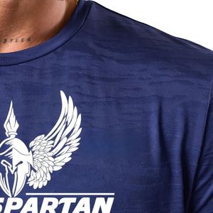 Mens Navy Blue Space Dye Performance Training T Shirt Crew Neck Short Sleeve <b>Athletic</b> Gym Workout Running Casual Sportswear Tee - Product Image 4