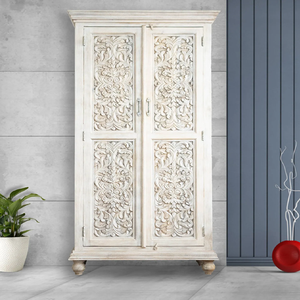 Compact dark walnut finish two door wooden <b>wardrobe</b> featuring a front door <b>mirror</b>, available at wholesale prices. - Product Image 6